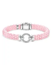 Lagos Sterling Silver Pink Caviar Diamond Circle Ceramic Bead Bracelet