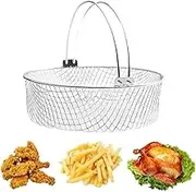 Square Fryer Basket 304 Stainless Steel Fryer Accessories 7.87 Inch Reusable with Basket Handle 6QT Fryers for 5.8QT Mesh