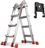 [Soctone] Ladder, A Frame 4 Step Extension Ladder, 17 Ft with Multi Position & Removable Tool Tray with Stabilizer Bar, 330 lbs Weight Rating Telescoping Ladder for Household or Outdoor Work