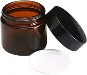 ELAYARD 6Pcs Cream Bottles Durable Empty Makeup Bottles with Storage Holders Brown Glass Container and Black Lid for Creams and Powders Portable for Daily Use