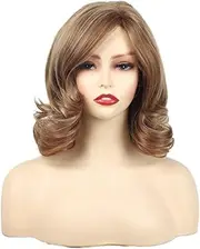 Short Brown Curly Wigs for Women Fashion Wavy Wig Heat Resistant Synthetic Hair Wigs for Daily,Halloween,Party (Coffee, One size)