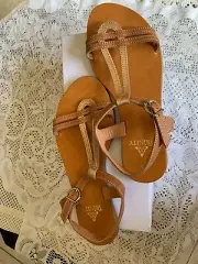 Trinity Sandal Women Patent Leather Clear Brown Sandal Shoes Size 38 Leather