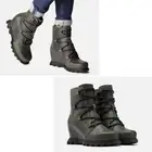 Sorel Women's size 10 Joan of Arctic Wedge III Lace-up Booties, Quarry Grey