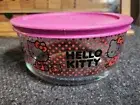 Hello Kitty Pyrex Glass Storage Container Red W/Pink Lid New
