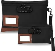 [LEIFIDE] 2 Pack locked money bag cash Pouch lock bag with combination Storage Pouch for Bank Deposits Credit Cards Notary Supplies, 11.8 x 7.9 Inch and 9 x 5.1 Inch(Black)