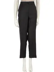 Black Wool Polkadot Straight Leg Trousers