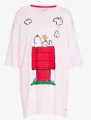 NEW PETER ALEXANDER WOMENS SNOOPY SLEEP TEE NIGHTIE $89.95 M / L PINK