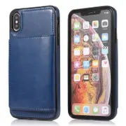 For Iphone Xs Max Shockproof Pu + Tpu Protective Case With Card Slots and Holder(Blue)