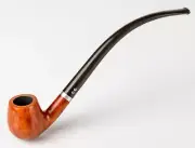 Briar Tobacco Smoking Pipe Churchwarden Smooth Apple Metal Cooling Filter, Gold