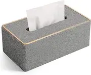 TNTAIAHL Tissue Box Cover, PU Leather Tissue Box Holder Rectangular Kleenex Box Covers for Home/Office/Car Decoration 9.84"X5.23"X3.77" (Grey)