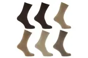 Mens Stay Up Non Elastic Diabetic Socks (Pack Of 6) (Shades Of Brown) (UK Shoe 6-11, EUR 39-45)