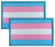 2 PCS Transgender Patch,2×3.15 inch Embroidered Applique LGBTQ 8×5 CM Patches with Hook Back Tag for DIY Cloth Bag Trousers Backpack Hat