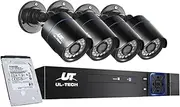 UL-TECH 1080P HD 4 Channel HDMI CCTV Security Camera with 1TB Hard Drive, Black
