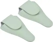 uxcell 4.5"x2.6" Embroidery Scissors Sheath, 2 Pack PU Leather Nail Cuticle Scissor Cover Small Pointed Nippers Scissors Protective Case, Light Green