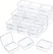 Plastic Beads Storage Containers - Mini Clear Square Box Empty Case with Lid for Earplugs, Pills, Jewelry, Hardware or Any Other Small Craft Gadgets (30 Pieces 2.1 x 2.1 x 0.8 Inches)