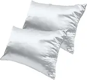 Generic 2pcs Skin Friendly Polyester Pillow Covers Elegant and Stylish Bedding Pillowcases for Bedroom Breathable Smooth Texture Minimalist Design Silver Grey