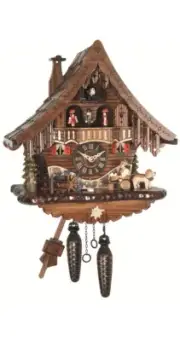 Quartz Cuckoo Clock Black Forest house with moving beer drinker.. EN 471 QMT NEW