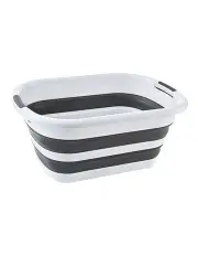 [BR Home] Collapsible Laundry Basket Washing Clothes with Handles 26L in Grey/White