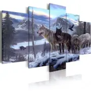 Vintage Blue Animal Wolf Pictures Winter Wildlife Canvas Print Paintings Read...