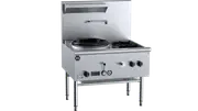 B+S Black Single Hole Deluxe Waterless Wok Table with Two RHS burners LPG