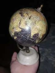 World Globe Marble Stand Genuine White Marble 9 inches” Tall.