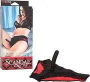 Scandal CalExotics Pegging Panty Set with Silicone Probe – Premium BDSM Strap On Harness – Sex Toys for Couples –Small & Medium - Black