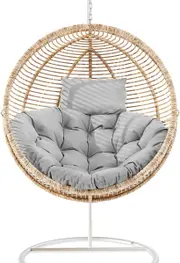 110x110CM Hanging Egg Chair Cushion Replacement for Outdoor Swing Chairs - Washable Beige/Grey Patio Furniture Cushion