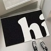 Hi Front Door Mat Outdoor Mud Absorbent, 50×80cm Welcome Mat for Indoor & Outdoor, Doormat Entrance Mat Rug Outside Patio/Inside Entry Way, Anti-Slip Mats Rubber Backing, Durable & Washable (Hi)