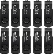 Enfain 32GB USB 2.0 Memory Sticks 10 Pack Matte Black Flash Drives for Document Backup & Distribution