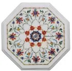 18" Marble Side Corner Table Top Semi Precious Inlay Tuesday Giving