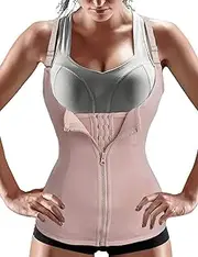 [Junlan] Women Waist Trainer Corset Zipper & Hook Body Shaper Workout Tank Tops Shapewear