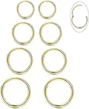 [Kakonia] 8Pcs G23 Titanium Hinged Clicker Segment Nose Rings Hoop Septum Nose Lip Ring Hoop for Women Men Helix Cartilage Daith Tragus Sleeper Earrings Body Piercing Improved 16G
