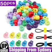 50PCS Double Hole Toggle Cord Stopper Lock End Drawstring Spring Loaded Holes AU