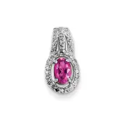 Sterling Silver Rhodium Plated Diamond u0026 Pink Tourmaline Oval Pendant