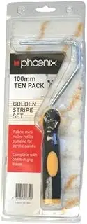 Phoenix Mini Gold Stripe Roller Cover with Handle, 100 mm (Pack of 10)
