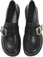 [ZIRIA] Genuine Leather Women's Loafers Sneakers Spring Trend Platform Shoes Women Casual emale Penny Shoes Black