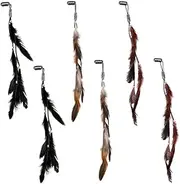 DACUAN Feathers Hair Extension Clips, 6 Pcs Peacock Feathers Extension, Handmade Bohemian Hippie Hair Clip, Blue Feather Clips for Halloween Cosplay Costume Party Headdress
