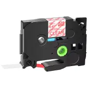 Red on Clear Tape Label for Brother Tz TZe 132 Tze132 P-Touch PT-E100 1/2" 12mm