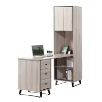 在飛比找momo購物網優惠-【唯熙傢俱】萊利橡木白書桌櫃(書桌櫃 書架 開放式書櫃 收納