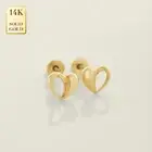 14K REAL Solid Gold Half Heart Earrings Cartilage Daith Helix Tragus Conch Rook