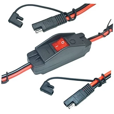 30A 12VDC SAE Converter Cable with ON/Off Switch,10AWG 2Pin SAE to 1FT（10AWG）
