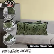 SOGA 2X 30cm Throw Pillow Green Leopard Lumbar