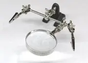 2.5 X Magnifying Glass Helping 3rd Hand Magnifier 2 Alligator Clamps Stand