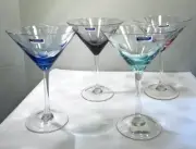 MARQUIS WATERFORD SET OF 4 POLKA DOT MARTINI GLASSES 1 ea Blue Teal Purple Pink