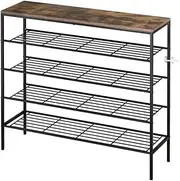 Artiss Shoe Rack, 5 Tier Shoe Storage Organiser with Adjustable Shelves, Stackable Shoe Tower Space Saving Shoe Shelf Organizer for Closet Hallway Entryway, Black
