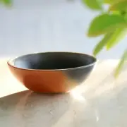 Handmade Unglazed Clay Bowl Set with Natural Black Firing Effect