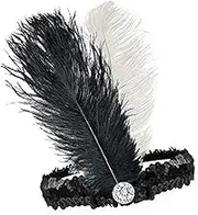 20s Flapper Headdband - Black/White (Artificial Feather) 20s Flapper Headdband - Black/White (Artificial Feather)