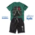 EILAVKIDS 男童套裝 3-12 歲 BONES T 恤 DISTRO PANTS BUDDIES 抓絨