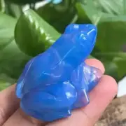 Natural Blue Opal Quartz Crystal Frog Energy Stone Froggy Figurine Decor Reiki