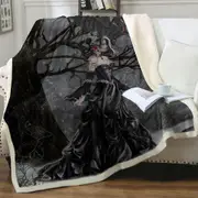 Gothic Fantasy Art Dragon and Queen of Shadows Throw Blanket